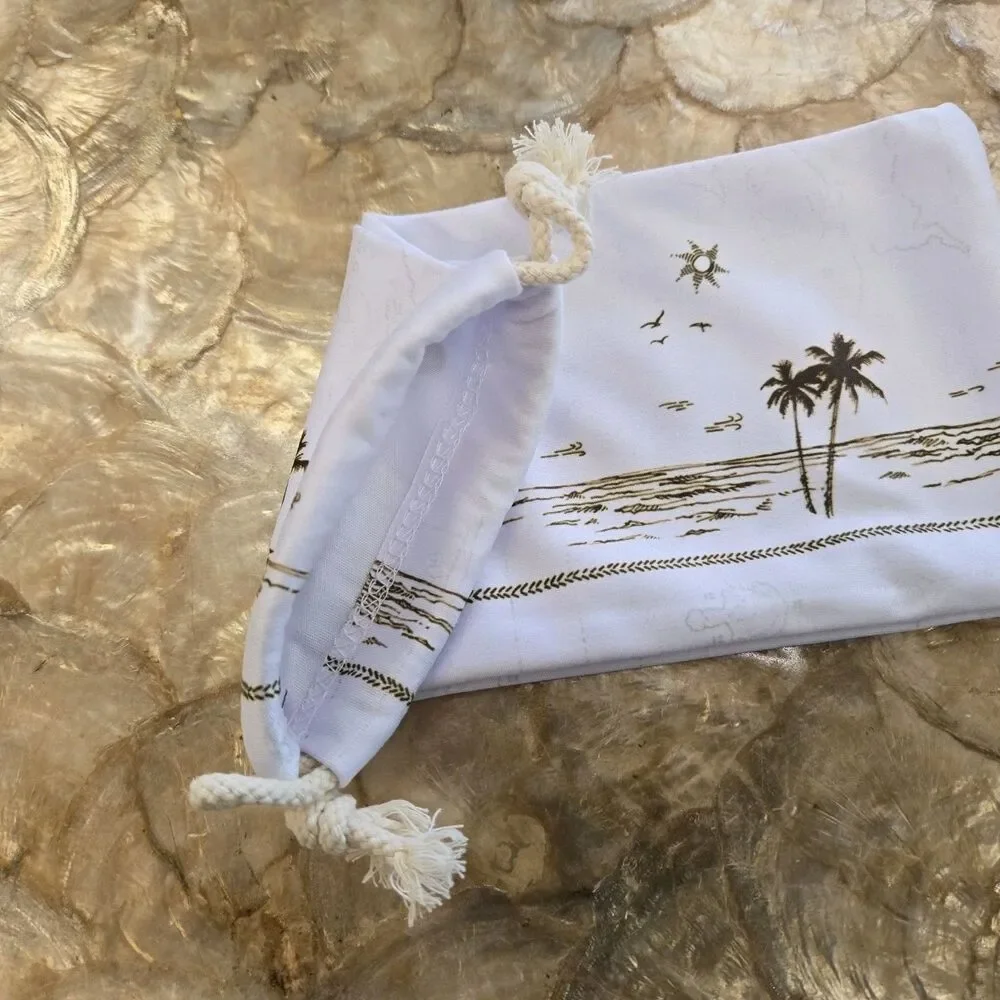 Costa Del Mar Sunglasses Case White Microfiber Pouch Palm Trees Ladies Womens